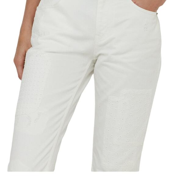 Lauren Ralph Lauren Eyelet Embroidery Relaxed Ankle Jeans White Wash Size 16/16W - Picture 7 of 9